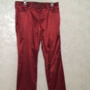 Burgundy satin jeans